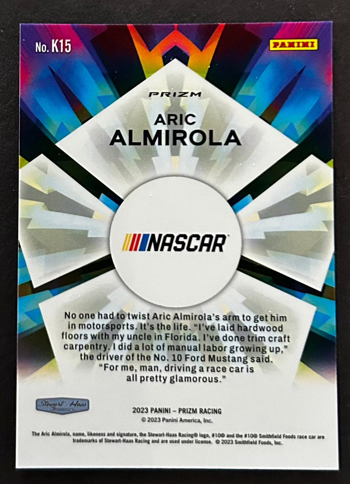 Aric Almirola Kaleidoscopic White Sparkles - 2023 Panini Prizm Racing