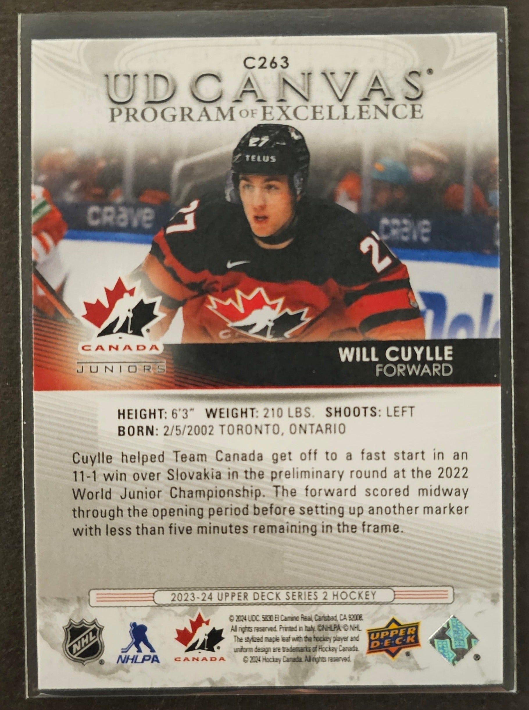 Will Cuylle UD Canvas Program of Excellence Rookie  - 2023/24 Series 2