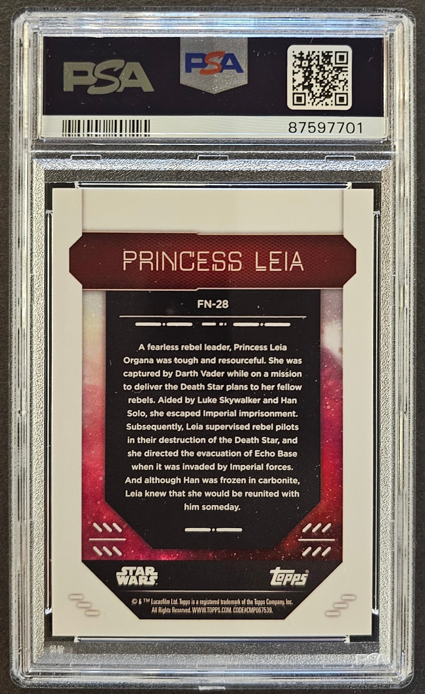 Princess Leia Aqua /199 Graded PSA 9 - 2023 Topps Finest Star Wars