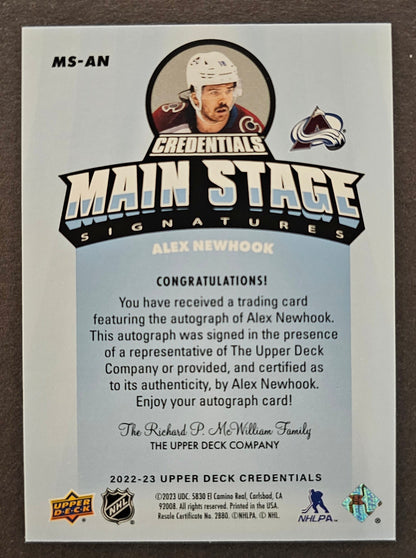 Alex Newhook Mainstage Signatures Auto - 2022/23 Credentials