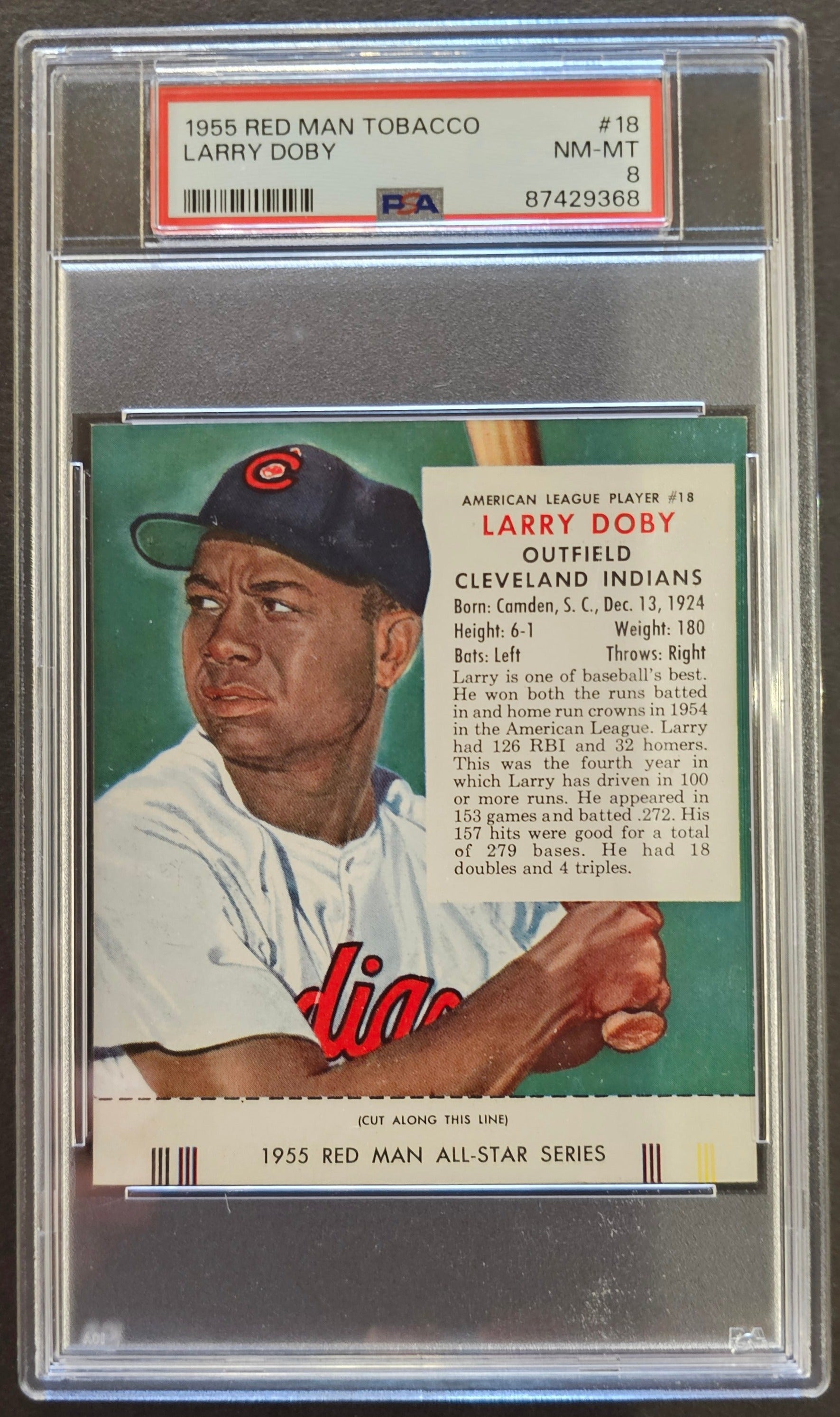 Larry Dobb #18 Redman Tobacco Uncut Graded PSA 8 - 1955 Redman Tobacco