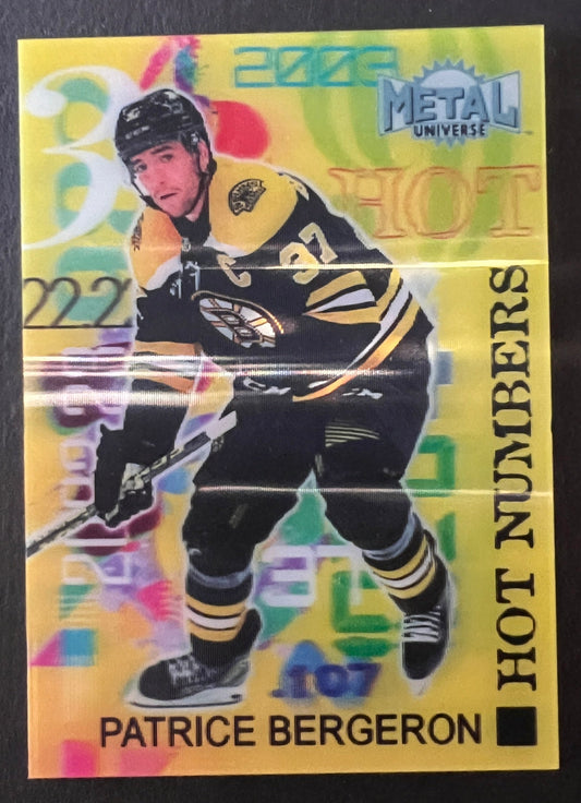 Patrice Bergeron Hot Numbers Holo SSP - 2022/23 Metal Universe