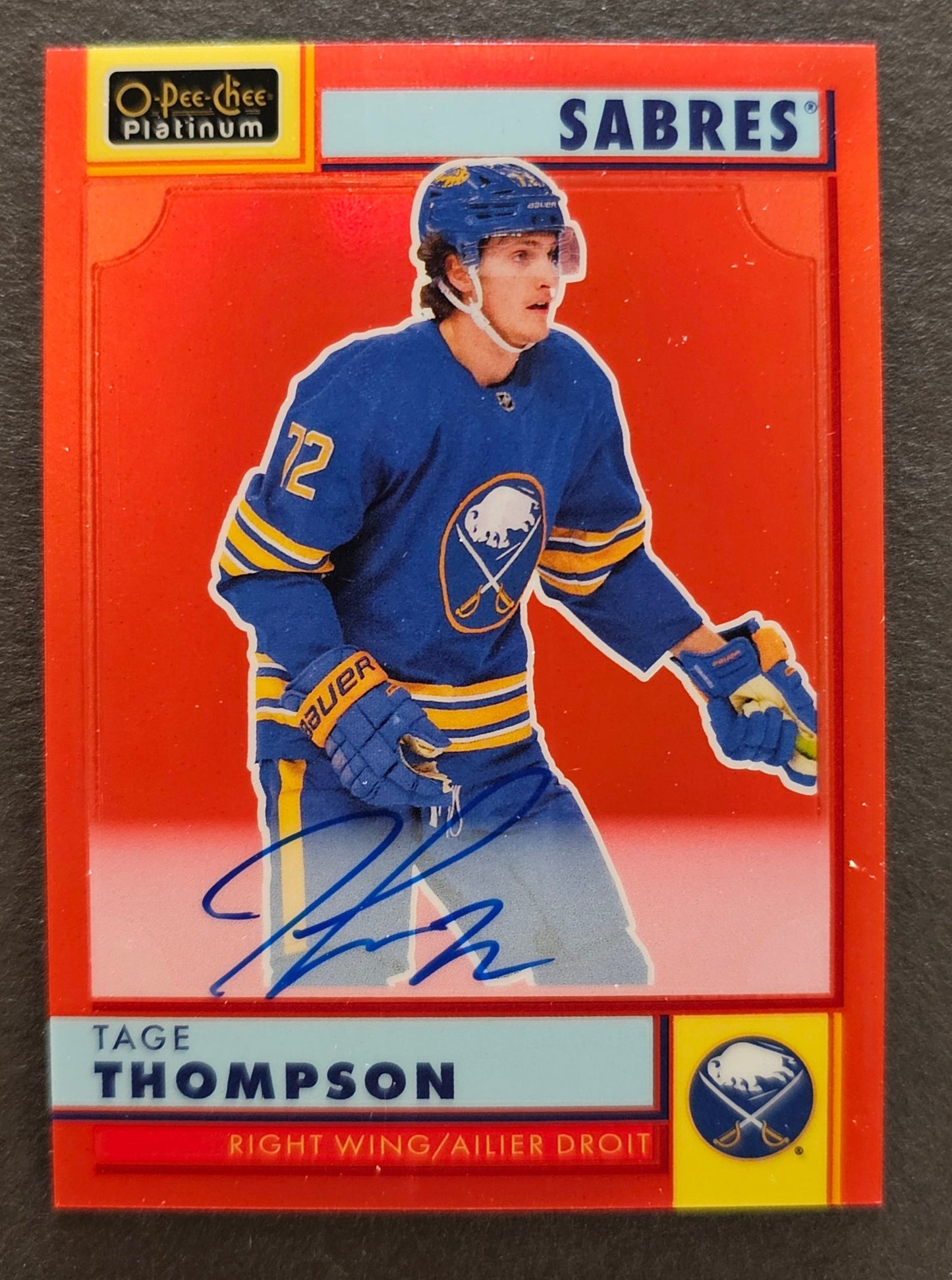 Tage Thompson Retro Red Auto - 2022/23 O-Pee-Chee Platinum