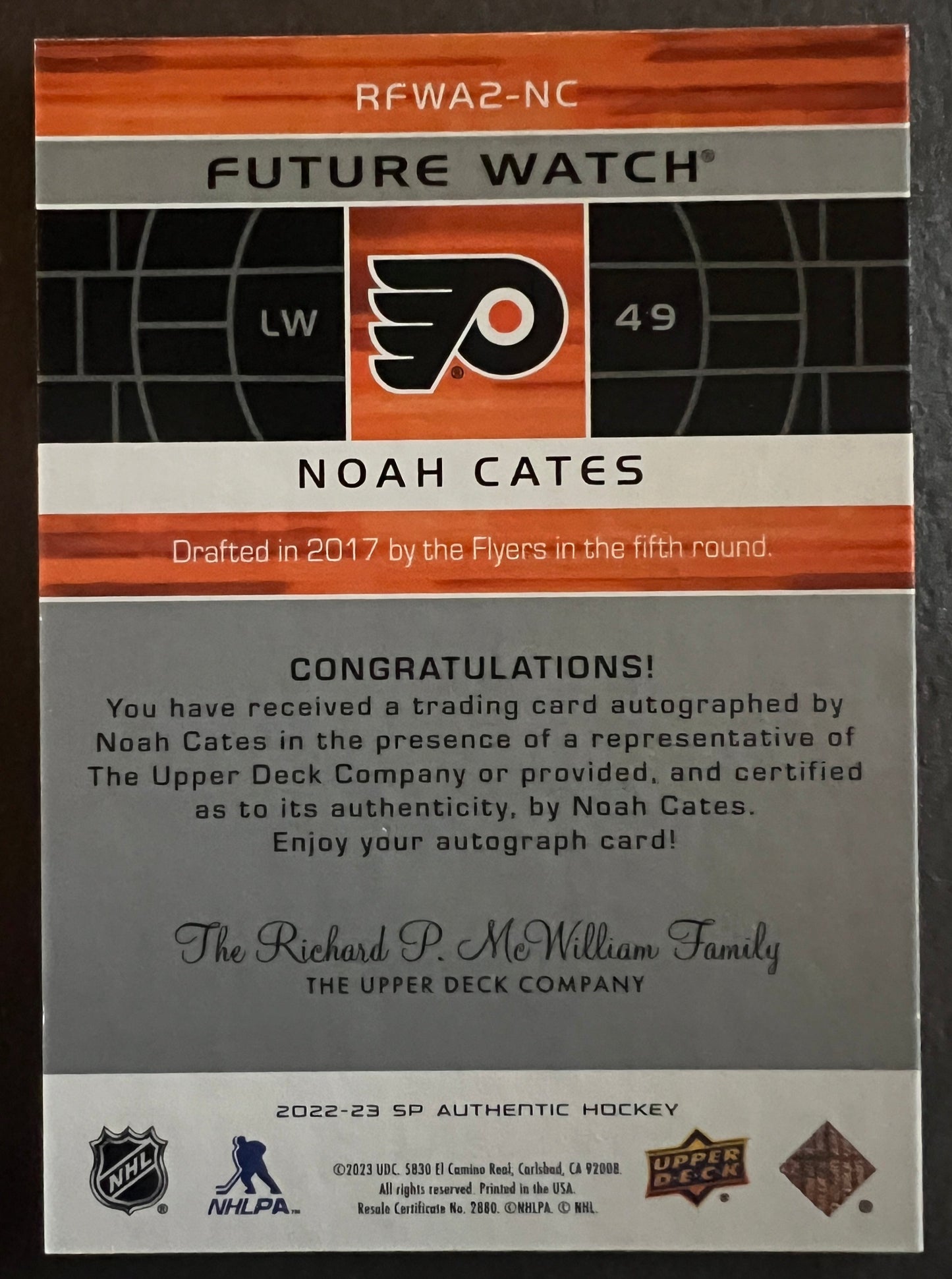 Noah Cates 02-03 Retro Future Watch Auto /399 - 2022/23 SP Authentic