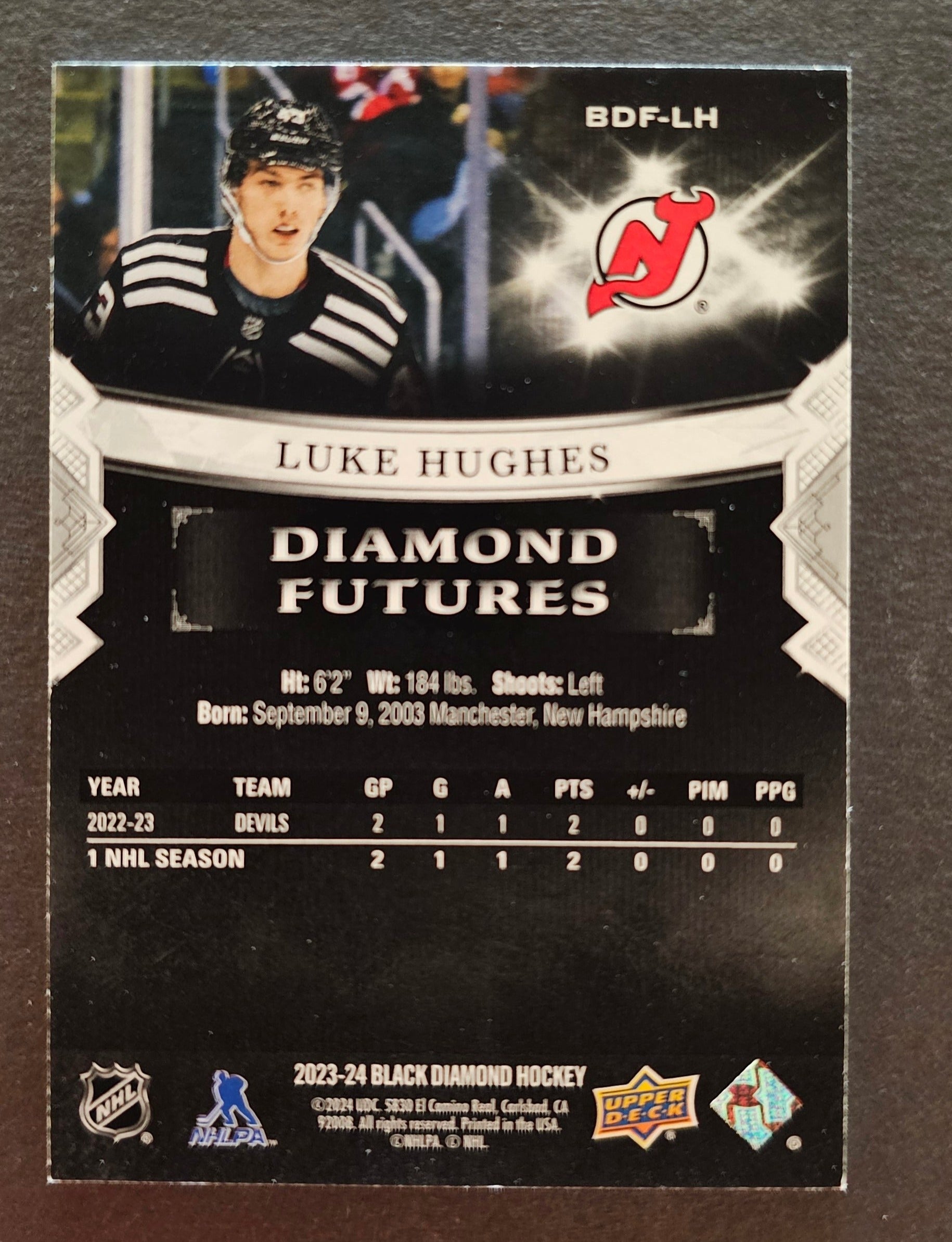 Luke Hughes Diamond Futures /299 - 2023/24 Black Diamond