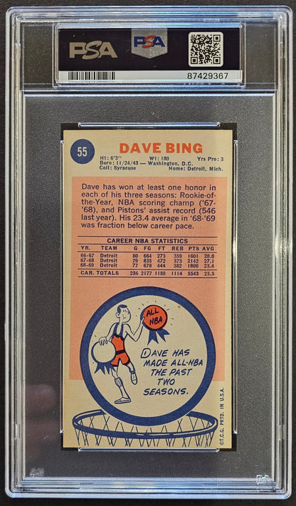 Dave Bing #55 Graded PSA 6 - 1969 Topps