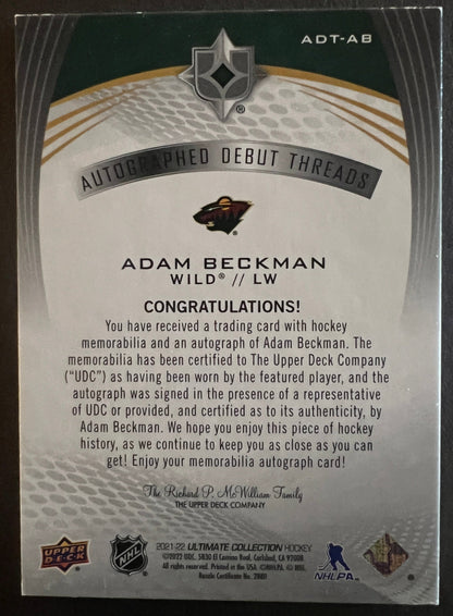 Adam Beckman Autographed Debut Threads /99 - 2021/22 Ultimate