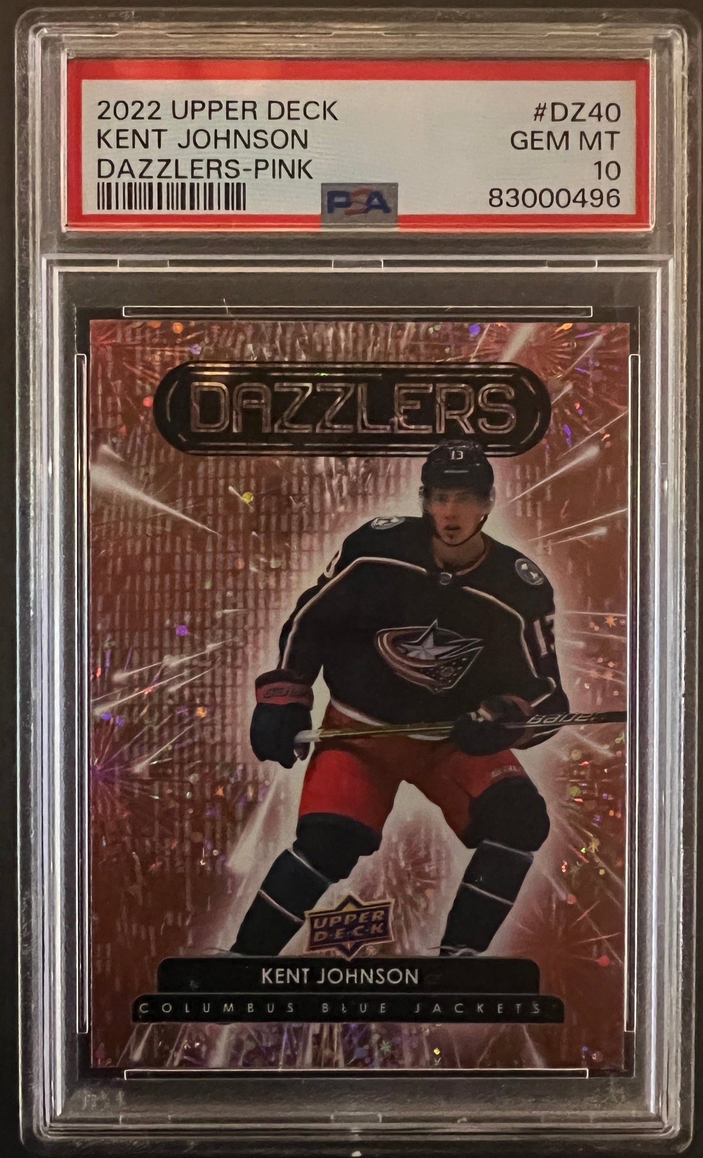 Kent Johnson Rookie Dazzlers Pink Graded PSA 10 - 2022/23 Series 1