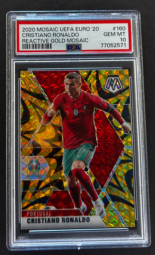 Cristiano Ronaldo Reactive Gold Mosaic - PSA 10 - 2019/20 Panini Mosaic UEFA