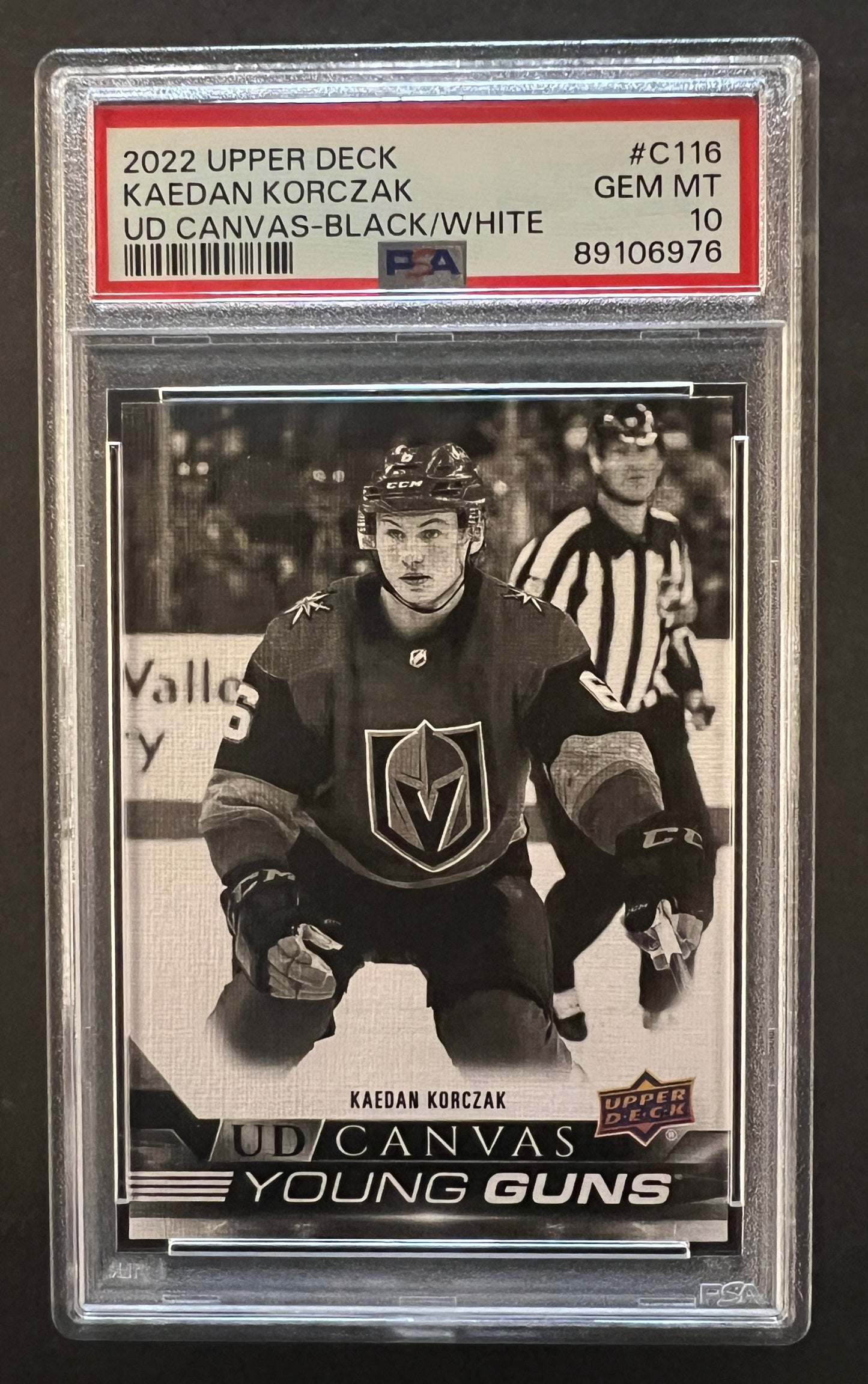 Kaedan Korczak Young Guns Rookie Canvas B/W #C116 - PSA 10 - 2022/23 Series 1