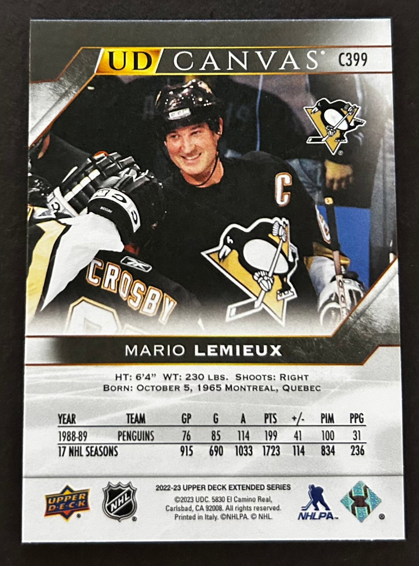 Mario Lemieux UD Canvas B&W - 2022/23 Extended Series