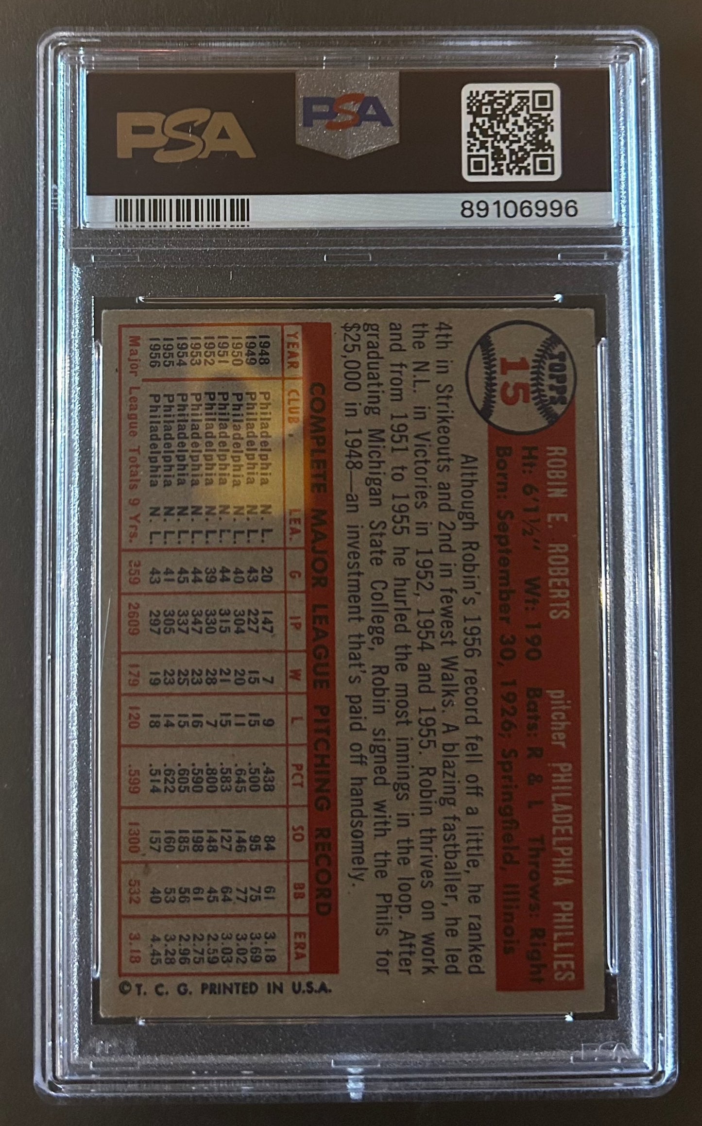 Robin Roberts - PSA 5 - 1957 Topps