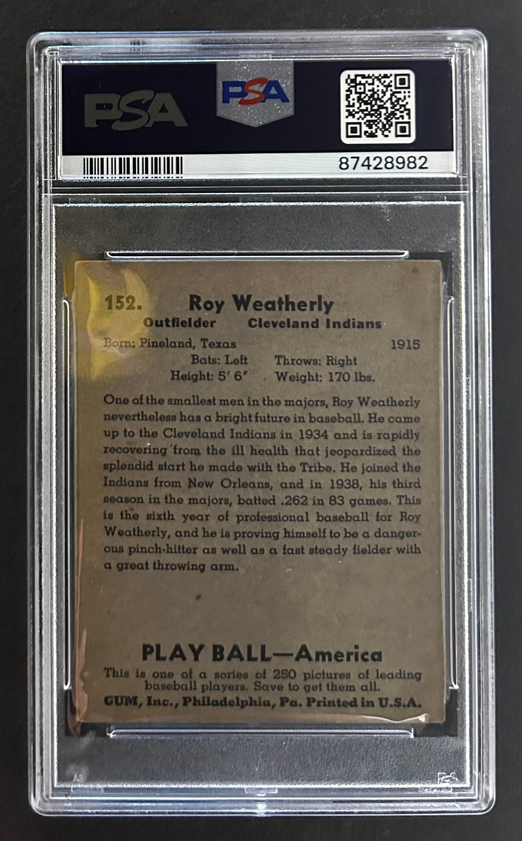 Roy Weatherly - PSA 5 - 1939 Play Ball