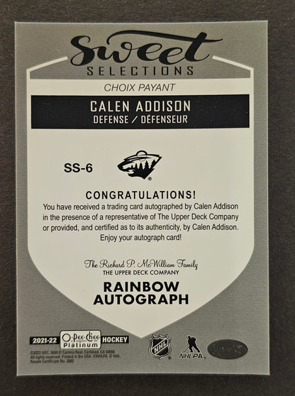 Calen Addison Sweet Selections Rainbow Autograph - 2021/22 O-Pee-Chee Platinum