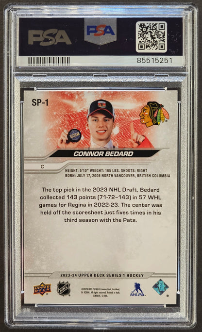 Connor Bedard NHL Draft Short Print SP-1 Graded PSA 9 - 2023/24 Series 1