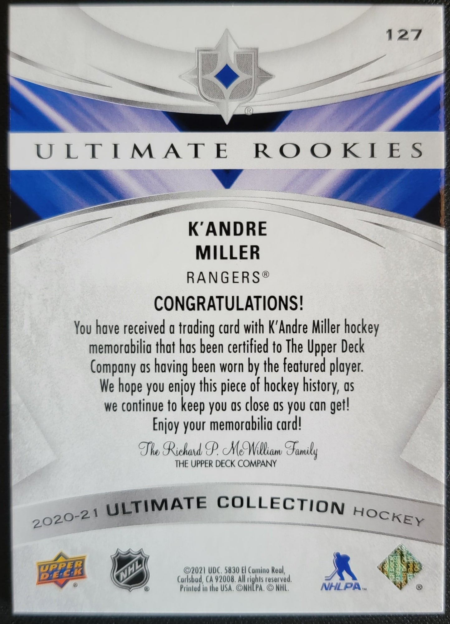 K'Andre Miller Ultimate Rookies Patch - 2020/21 Ultimate Collection Ho –  Pro Shop Sports