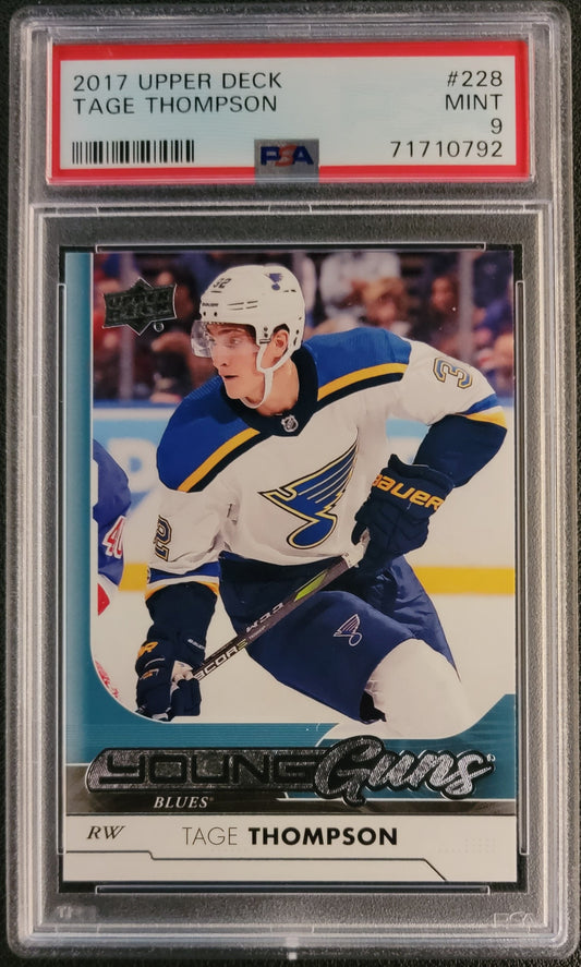 Tage Thompson Young Guns #228 (Rookie) Graded PSA 9 - 2017/18 UD Series 1