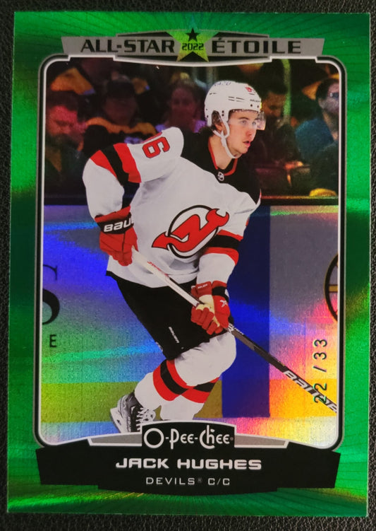 Jack Hughes All-Star Green Rainbow #510 22/33 - 2022/23 O-Pee-Chee Hockey