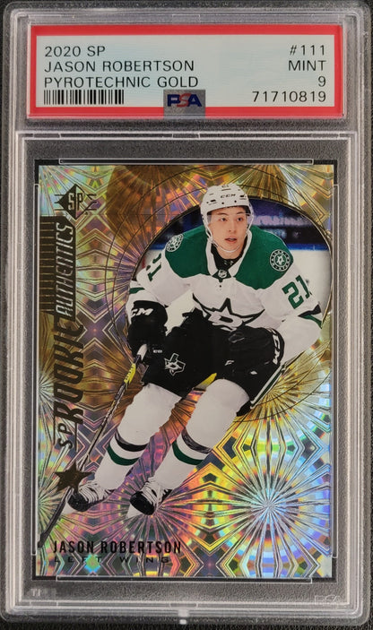 Jason Robertson SP Rookie Authentics Pyrotechnic Gold #111 - Rare Parallel - Graded PSA 9 - 2020 SP Authentic