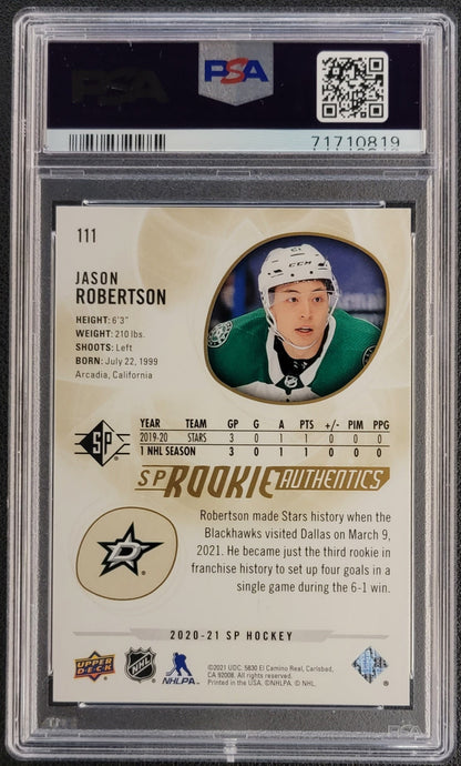 Jason Robertson SP Rookie Authentics Pyrotechnic Gold #111 - Rare Parallel - Graded PSA 9 - 2020 SP Authentic