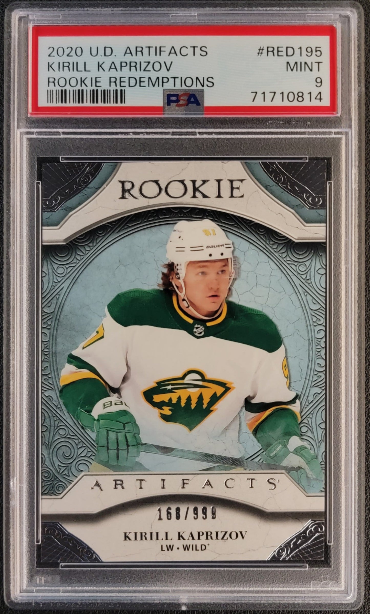 Kirill Kaprizov Rookie Redemptions 168/999 #RED195 Graded PSA 9 - 2020 Artifacts