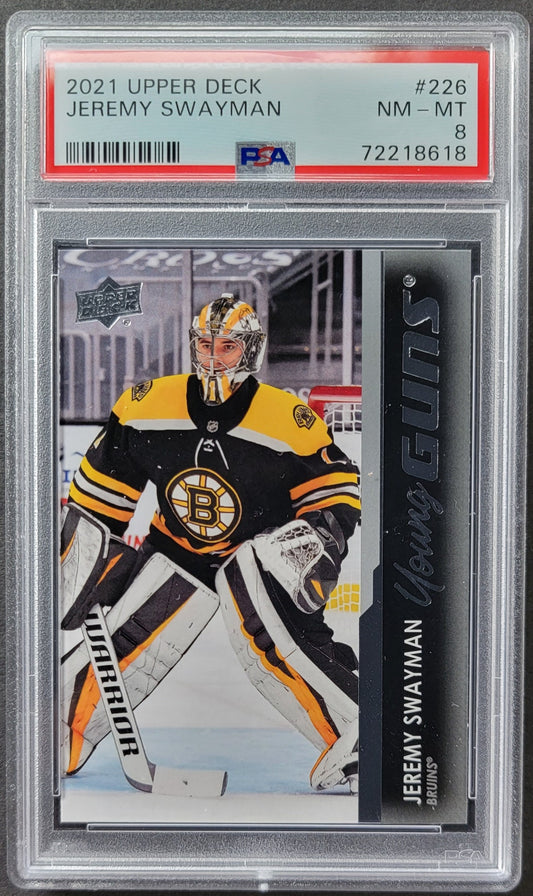 Jeremy Swayman Young Guns (Rookie) #226 Graded PSA 8 - 2021/22 UD Series 1