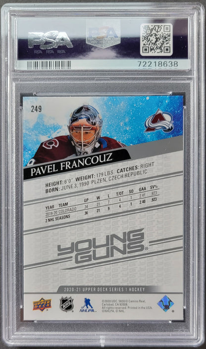 Pavel Francouz Young Guns (Rookie) #249 Graded PSA 9 - 2020/21 UD Series 1