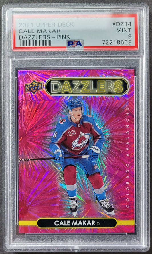 Cale Makar Pink Dazzlers #DZ14 Graded PSA 9 - 2021/22 UD Series 1