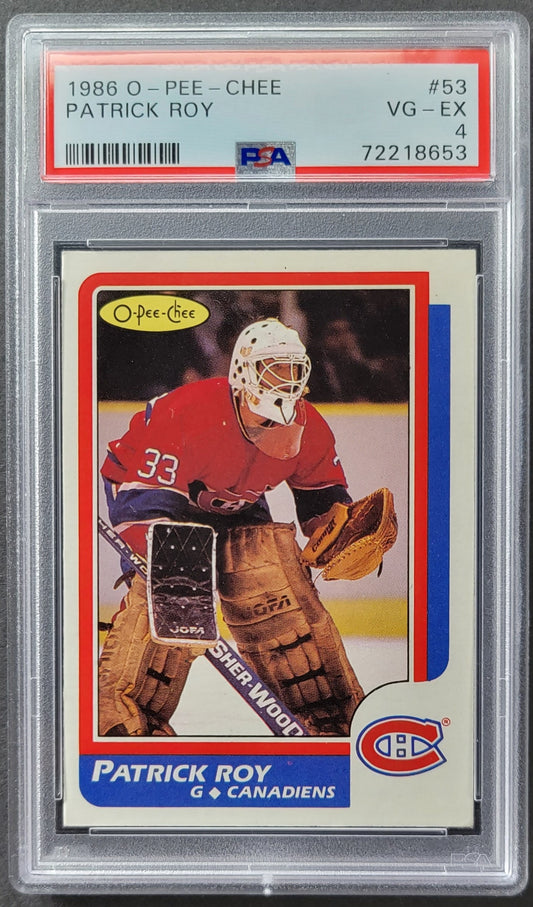 Patrick Roy Rookie Card #53 Graded PSA 4 - 1986 O-Pee-Chee