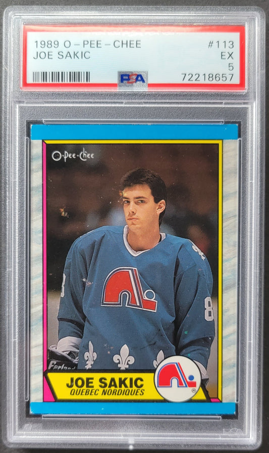 Joe Sakic Rookie Card #113 Graded PSA 5 - 1989 O-Pee-Chee