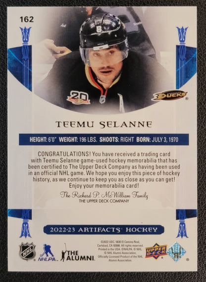 Teemu Selanne Gold Material Dual Jersey 149/149 - 2022/23 Artifacts