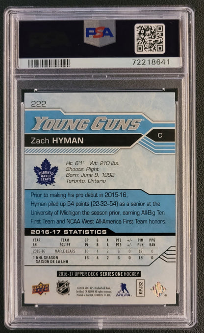 Zach Hyman Young Guns (Rookie) #222 Graded PSA 9 - 2016/17 UD Series 1