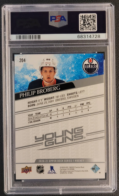 Philip Broberg Young Guns (Rookie) #204 Graded PSA 10 - 2020/21 UD Series 1