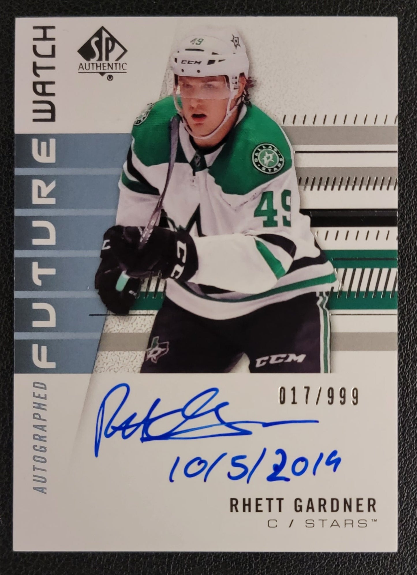 Rhett Gardner Future Watch Auto - Incsribed 017/999 - 2019/20 SP Authentic