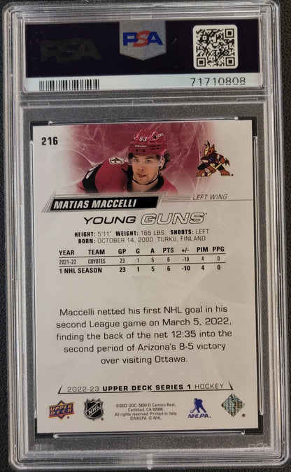 Matias Maccelli Young Guns (Rookie) #216 Graded PSA 10 - 2022/23 Series 1