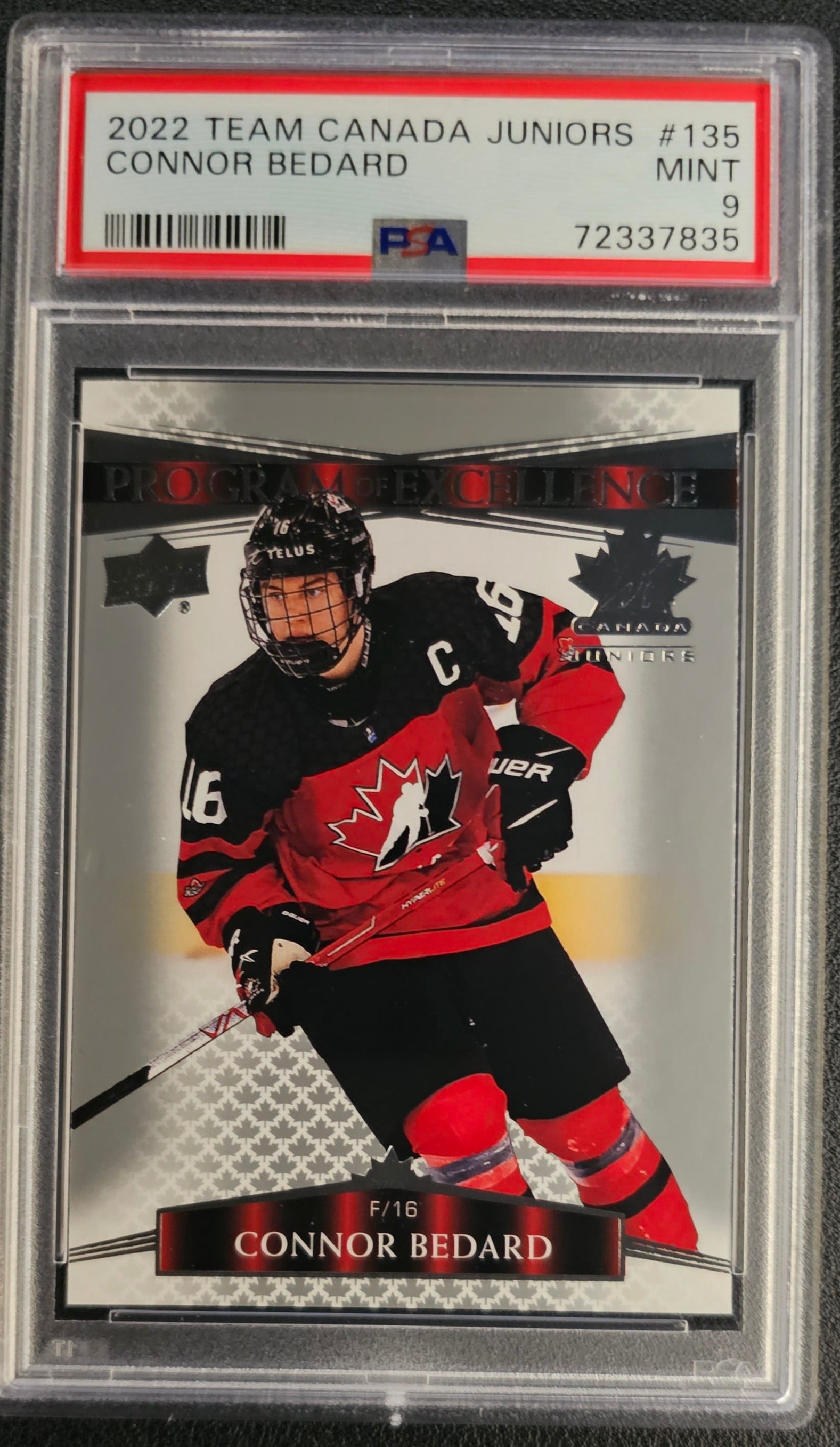 Connor Bedard Program Of Excellence #135 - Graded PSA 9 - 2022 Team Canada Juniors