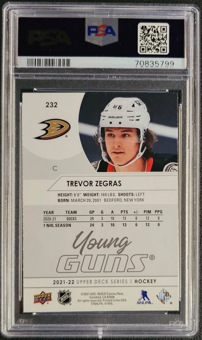 Trevor Zegras Young Guns (Rookie) # 232 Graded PSA 10 - 2021/22 Series 1