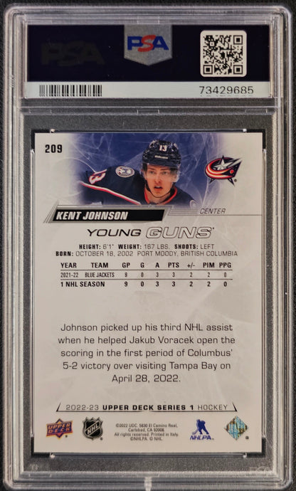 Kent Johnson Young Guns (Rookie) #209 Graded PSA 10 - 2022/23 Series 1