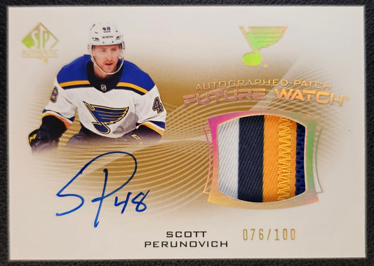 Scott Perunovich Future Watch Auto Patch 076/100 - 2021/22 SP Authentic