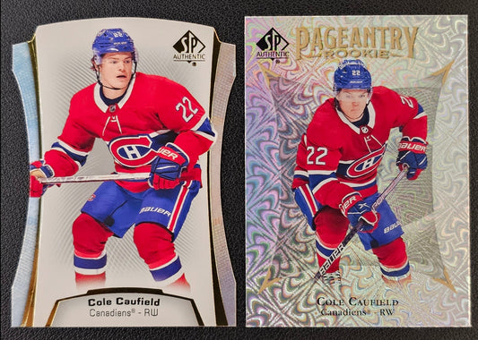 Cole Caufield Lot Of 2 - Die Cut & Pageantry Rookie - 2021/22 SP Authentic