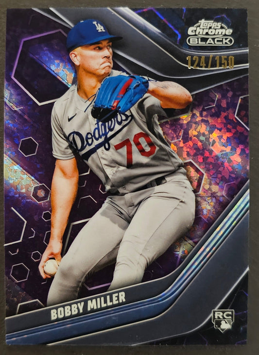 Bobby Miller Rookie Purple Mini-Diamond Refractor /150 - 2023 Topps Chrome Black