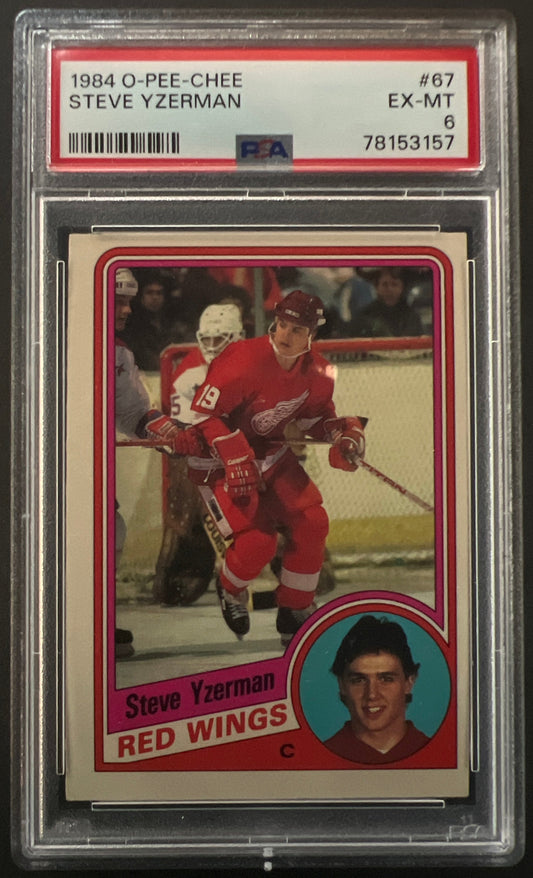 Steve Yzerman Rookie Card #67 Graded PSA 6 - 1984 O-Pee-Chee