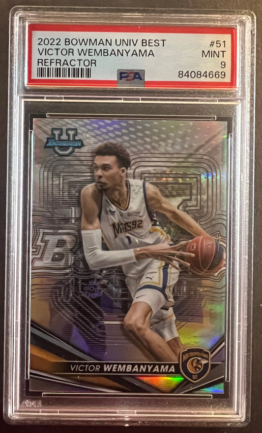 Victor Wembanyama #51 Refractor - Graded PSA 9 - 2022 Bowman University Best