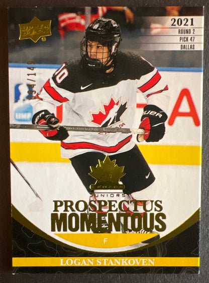 Logan Stankoven Prospectus Momentous Gold /149 - 2023 Team Canada Juniors