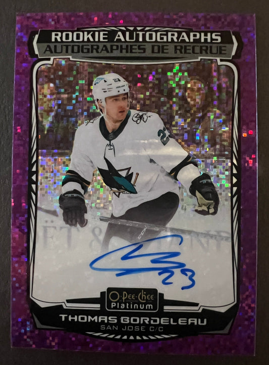 Thomas Bordeleau Rookie Autographs Violet Pixels /99 - 2022/23 O-Pee-Chee Platinum