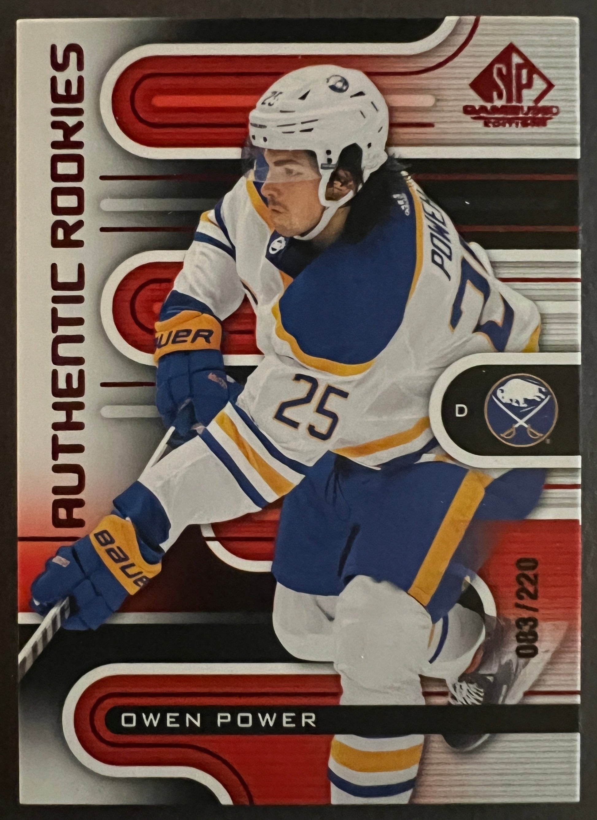 Owen Power Authentic Rookies Red /220 - 2022/23 SP Game Used