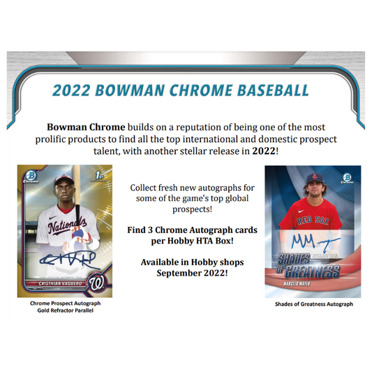 2022 Topps Bowman Chrome Baseball Autograph Hobby HTA