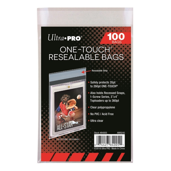 Ultra Pro 1 Touch Sleeves - Resealable Bags - 100 Count