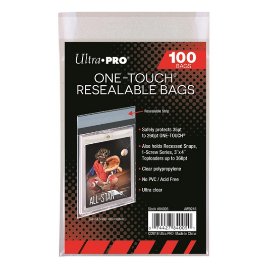 Ultra Pro 1 Touch Sleeves - Resealable Bags - 100 Count
