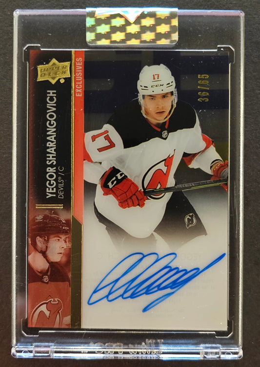 Yegor Sharangovich Exclusives Rookie Auto /65 - 2021/22 Clear Cut